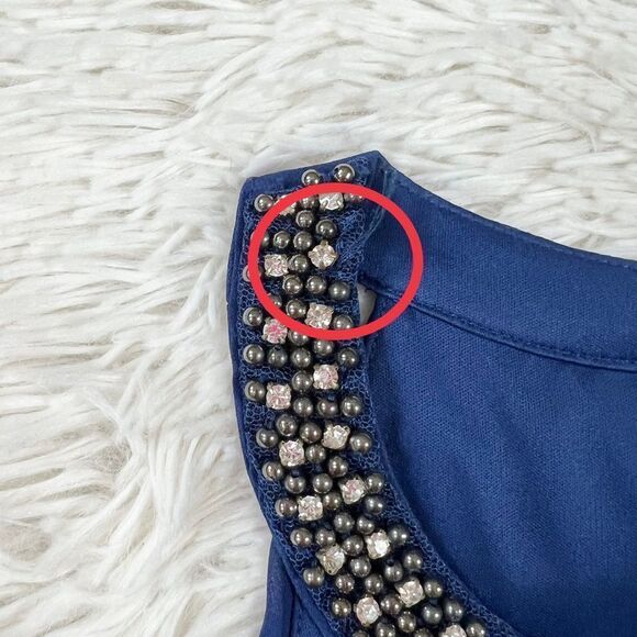 Express Navy Blue Sleeveless Dressy Top XS - Picture 6 of 7